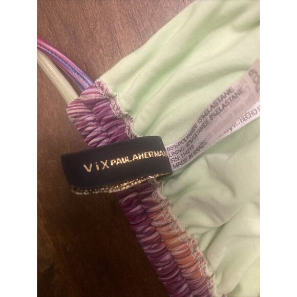 VIX Paula Hermanny Multicolor Bikini Tip Gold Accent Size D Cup summer luxury - Picture 8 of 9